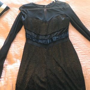 Large - fashionova black glitter short dress